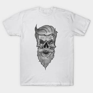 Tattoo Style - Vintage Skull - Black and White T-Shirt